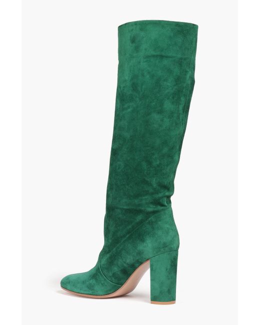 Gianvito Rossi Green Suede Knee Boots