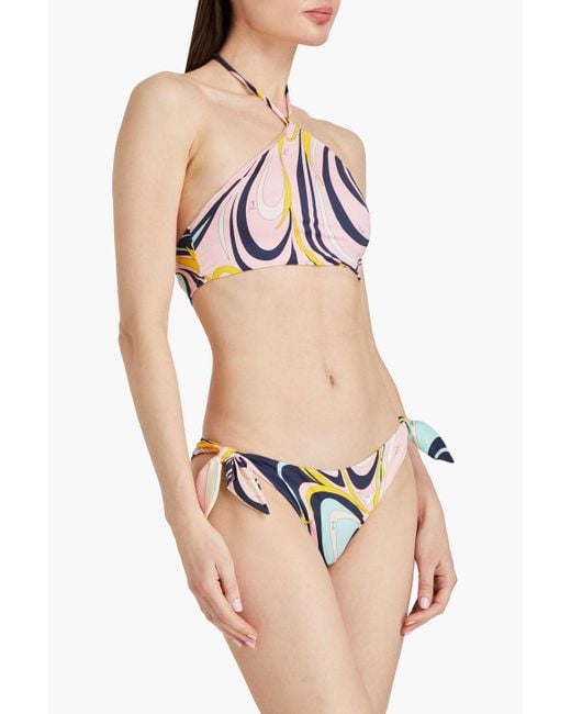 Emilio Pucci Blue Tief sitzendes bikini-höschen mit print