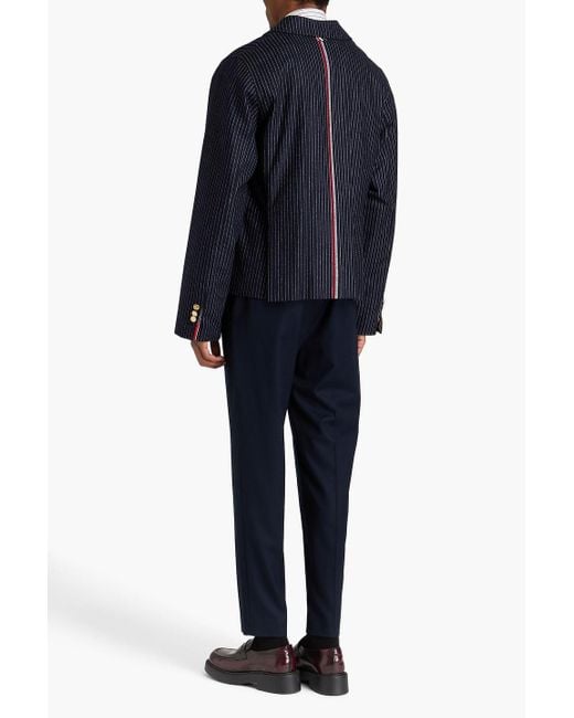 Thom Browne Jacke aus flanell aus einer woll-kaschmirmischung mit nadelstreifen in Blue für Herren