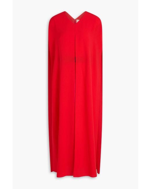 Roksanda Red Cape-Effect Belted Crepe Midi Dress