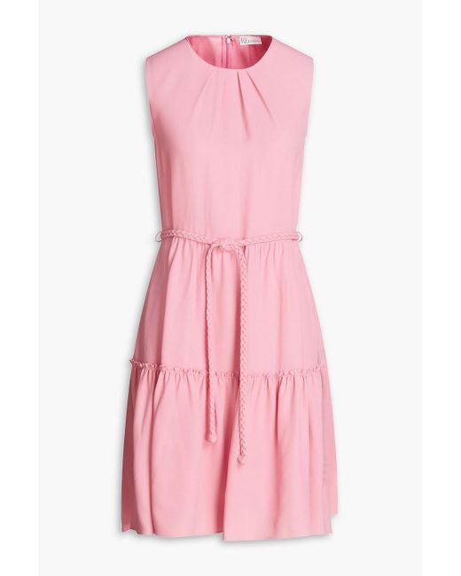 RED Valentino Pink Tiered Pleated Crepe Mini Dress
