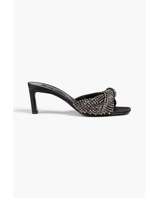 Sergio Rossi Black Crystal-Embellished Twisted Satin Mules