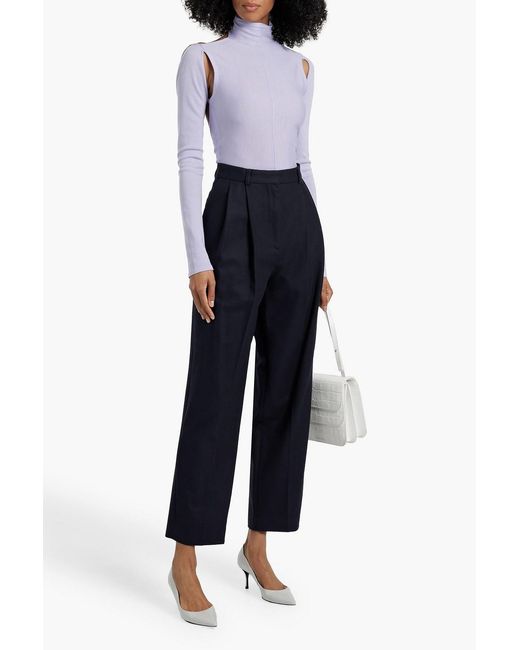 Totême  Blue Wool-blend Flannel Straight-leg Pants