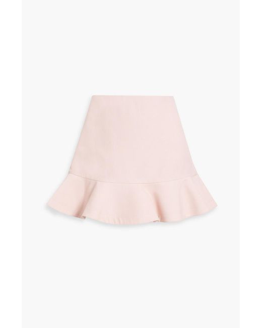 Valentino Garavani Pink Skirt-effect Ruffled Wool And Silk-blend Shorts