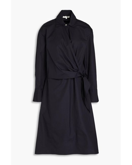 Vince Blue Wrap-effect Cotton-poplin Shirt Dress