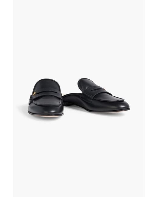 Gianvito Rossi Black Florio Leather Slippers