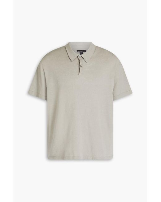 James Perse Gray Slub Linen-blend Polo Shirt for men