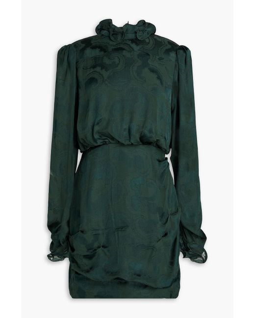 Saloni Green Rinab minikleid aus jacquard mit rüschen