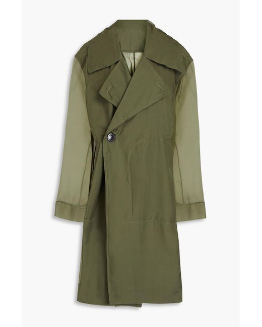 Rick Owens Green Silk-voile Trench Coat