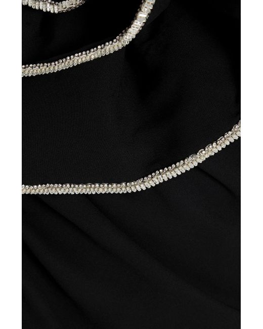 Rachel Gilbert Black Strapless Embellished Crepe Midi Dress