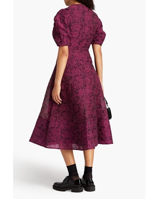 Erdem Purple Floral Print A-line Dress