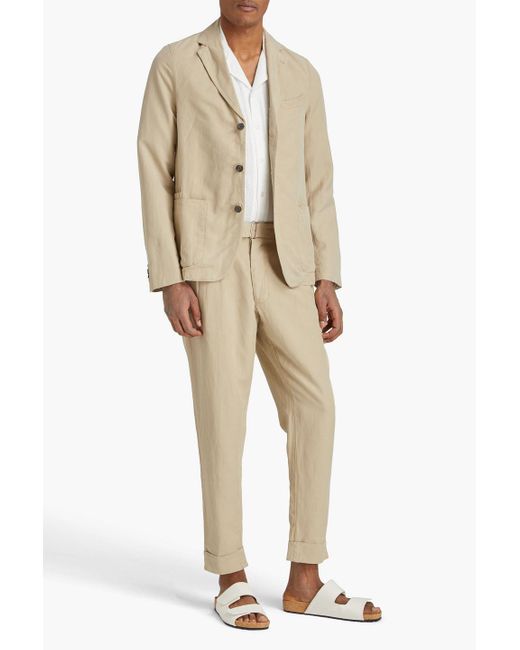 Officine Generale Armie anzugjacke aus twill aus einer lyocell-leinen-baumwollmischung in Natural für Herren