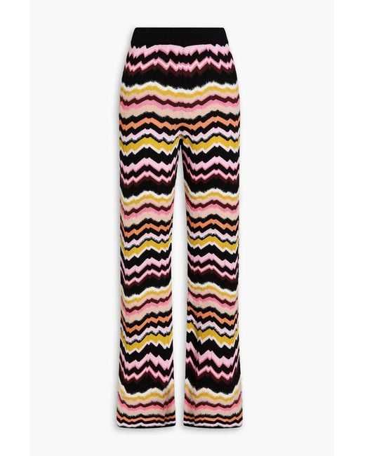 Missoni Pink Brushed Crochet-knit Flared Pants