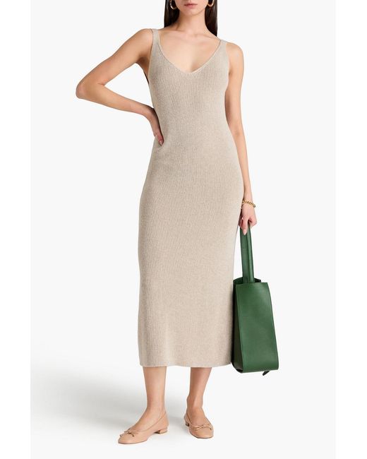 Alex Mill White Ribbed-knit Midi Dress