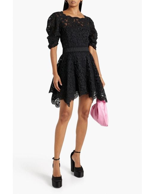 Jonathan Simkhai Black Beverly Satin-trimmed Corded Lace Mini Dress