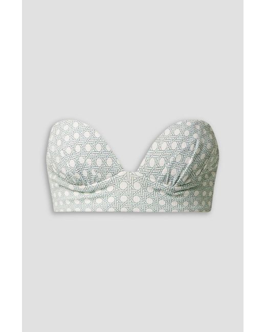 Marysia Swim Blue Bambole Reversible Printed Seersucker Bandeau Bikini Top