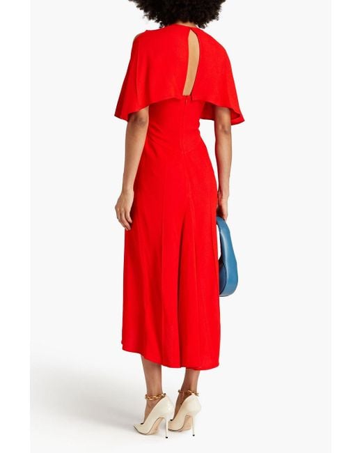 Victoria Beckham Red Cold-shoulder Cutout Crepe Midi Dress
