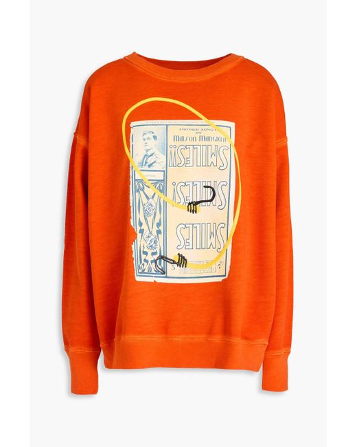 Maison Margiela Orange Printed French Cotton-terry Sweatshirt