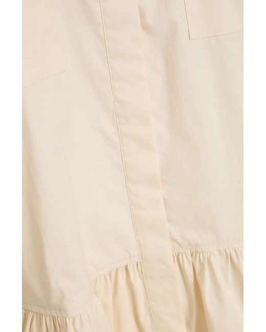 Jonathan Simkhai Natural Crissy Gathered Cotton-Blend Poplin Mini Shirt Dress
