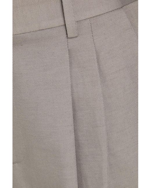 Nili Lotan Gray Flavie Cotton And Linen-blend Twill Wide-leg Pants