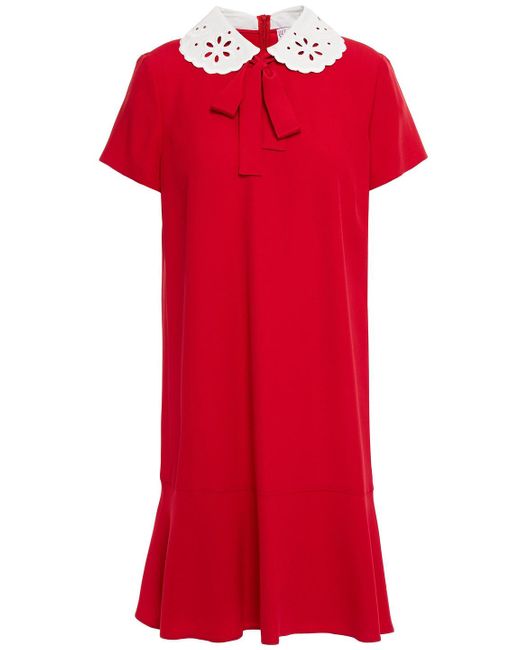 RED Valentino Red Broderie Anglaise-trimmed Cady Mini Dress