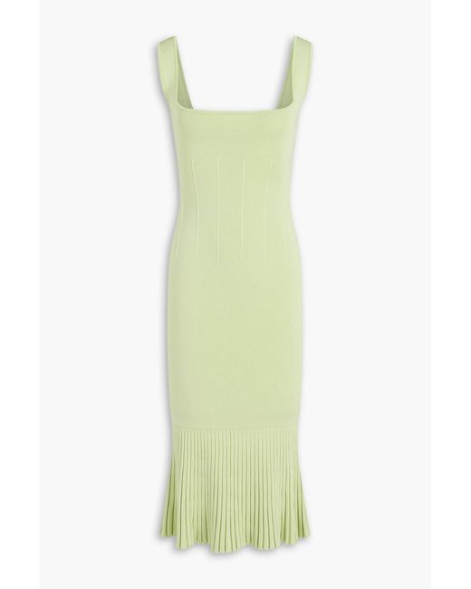 Galvan Green Atlanta Ribbed-knit Midi Dress