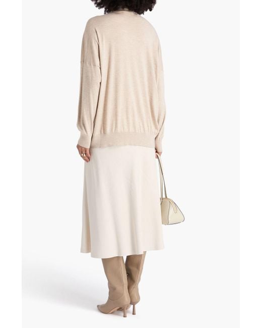 Brunello Cucinelli Natural Pullover aus einer wollmischung mit metallic-effekt