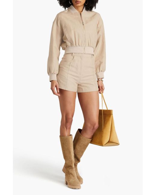 Maje Natural Linen And Cotton-blend Bomber Jacket