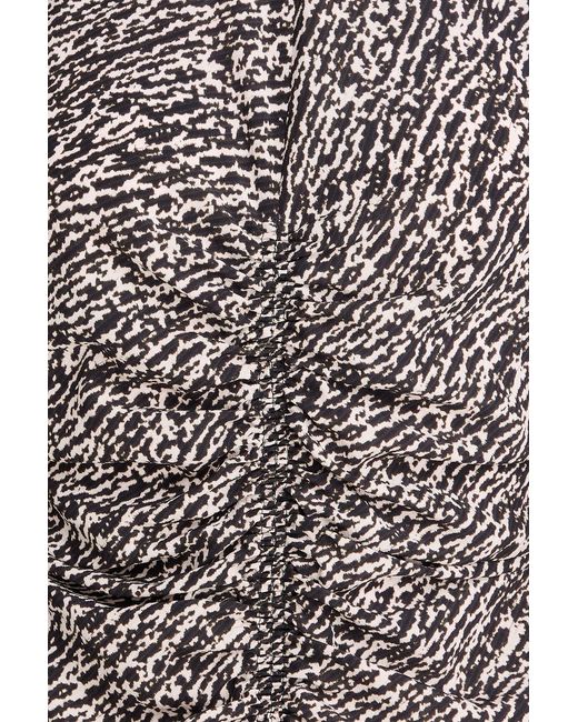 Isabel Marant Black Geza Ruched Printed Stretch-silk Top