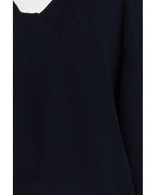 Rag & Bone Blue Brianne Two-tone Wool-blend Polo Sweater