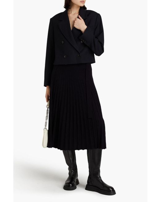 3.1 Phillip Lim Black Wrap-effect Wool-blend Midi Skirt