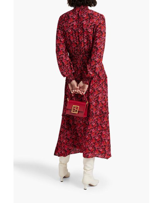 10 Crosby Derek Lam Rebecca Shirred Floral-print Crepe De Chine Midi Dress