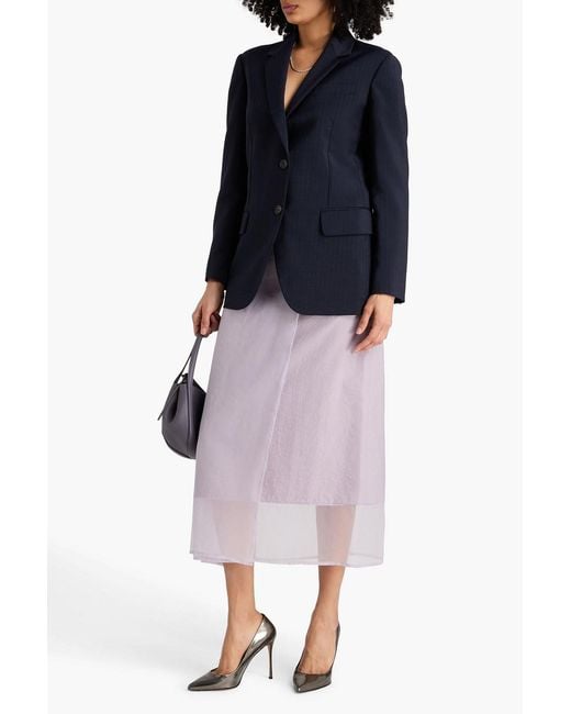 Brunello Cucinelli Blue Pinstriped Wool Blazer