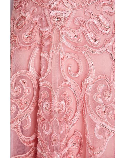 Elie Saab Pink Aurora schulterfreie robe aus tüll mit verzierung