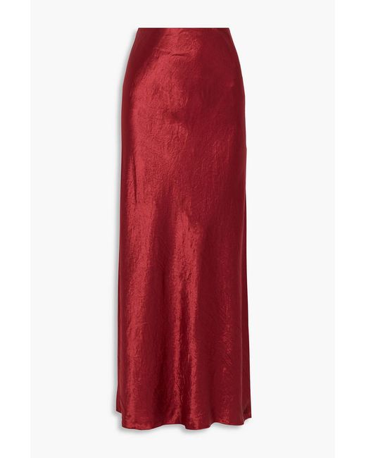 Vince Red Crinkled-satin Maxi Skirt