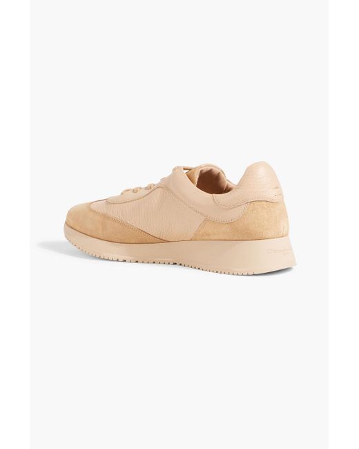 Gianvito Rossi Natural Grand Prix Suede And Pebbled-leather Sneakers