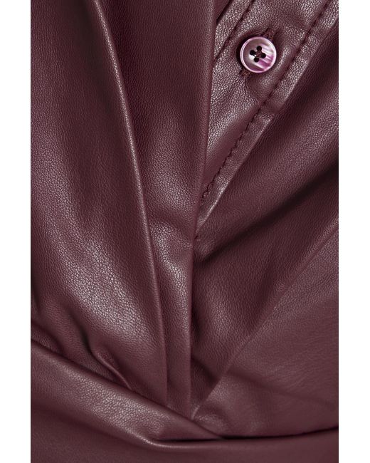 Jonathan Simkhai Purple Lo Draped Faux Leather Mini Shirt Dress