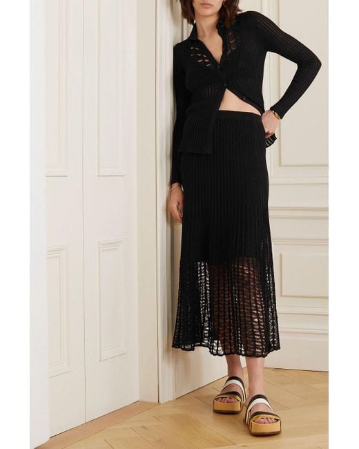 Gabriela Hearst Black Althea Open-knit Silk Maxi Skirt