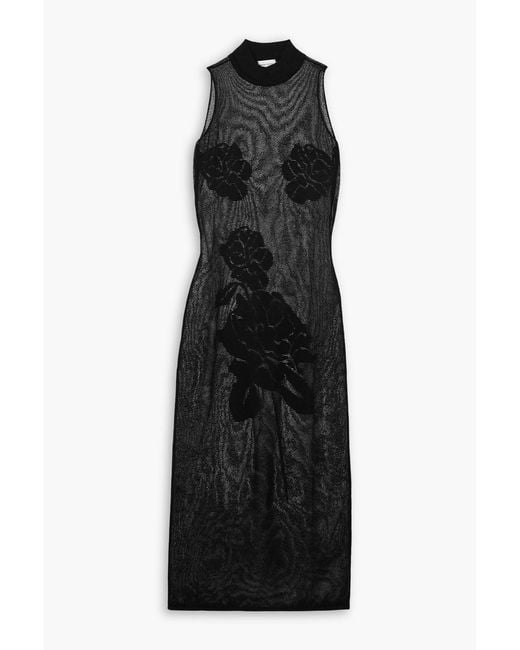 Magda Butrym Black Jacquard-Knit Mesh Midi Dress