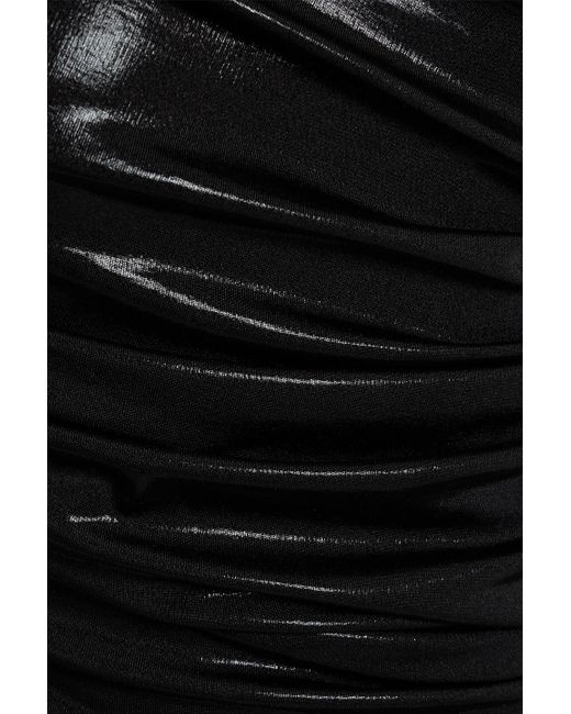Norma Kamali Diana One-Shoulder Ruched Lam Gown in Black | Lyst UK