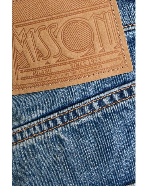 Missoni Blue Crochet-trimmed Faded Denim Jeans for men