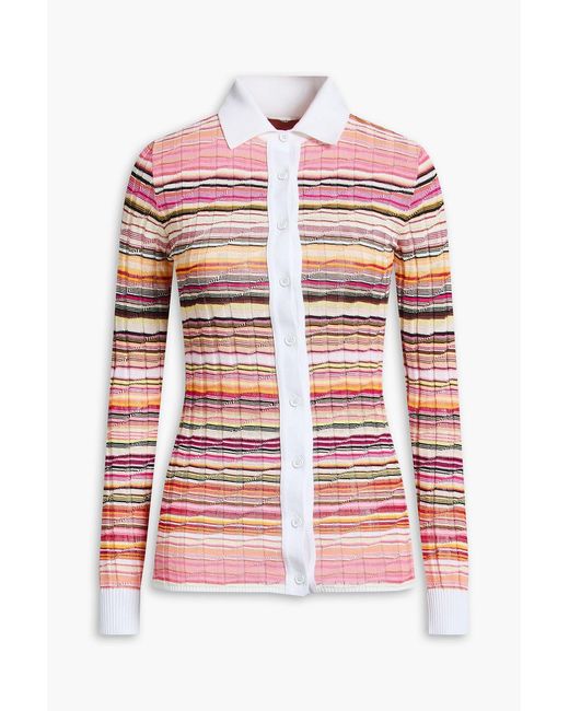 Missoni Pink Space-dyed Ribbed Cotton-blend Shirt