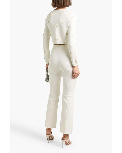 Jonathan Simkhai White Stretch-Knit Bootcut Pants