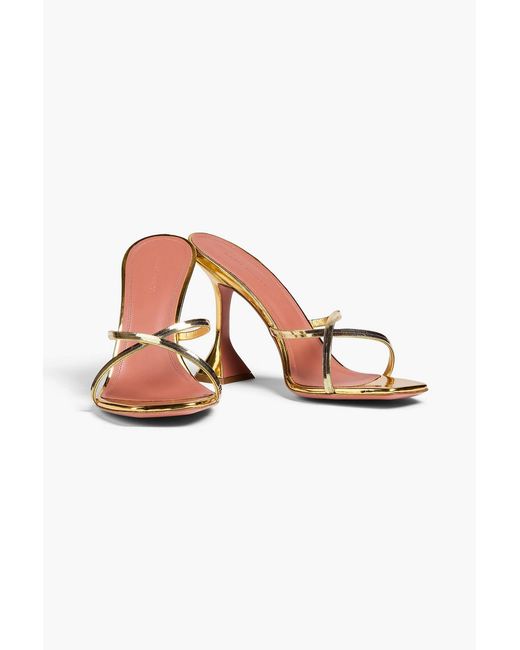 AMINA MUADDI Metallic Henson Mirrored-Leather Mules