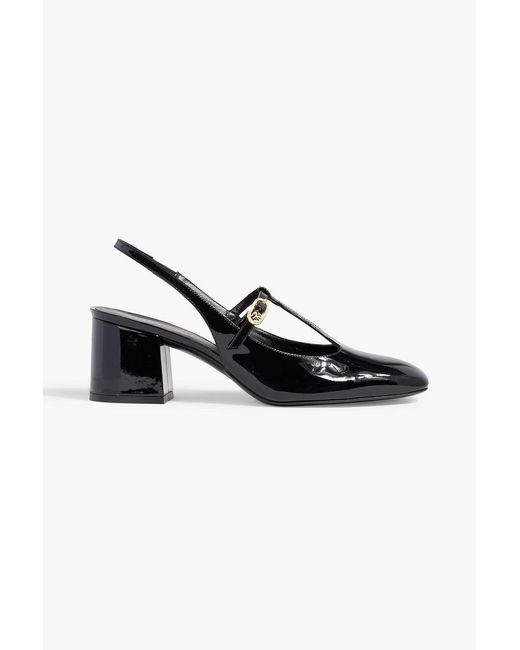 Stuart Weitzman Black Jane Patent-Leather Slingback Pumps