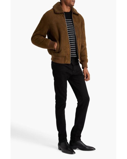 FRAME Brown Shearling Bomber Jacket for men