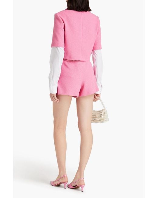 Maje Pink Cropped Tweed Blazer