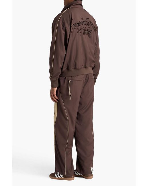 Adidas Brown Shell-Trimmed Jersey Track Jacket for men