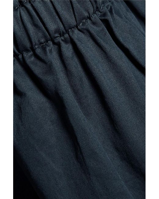 Tibi Blue Off-The-Shoulder Cotton-Poplin Mini Dress