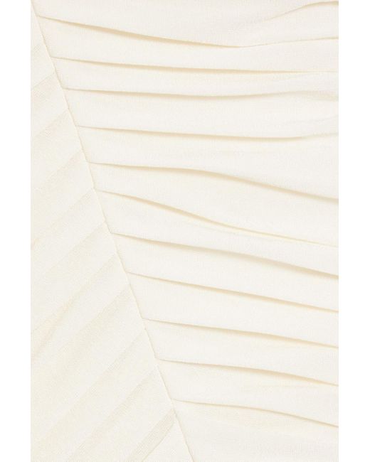 Khaite White Punzel Off-the-shoulder Pleated Jersey Maxi Dress